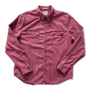 Lucky Brand Western Shirt Men’s Size Large Button Snaps Red Cotton